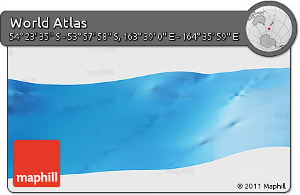 Physical Panoramic Map of the Area around 54° 10' 47" S, 164° 7' 30" E