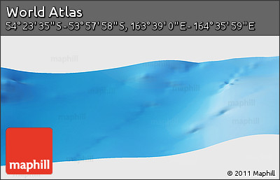 Physical Panoramic Map of the Area around 54° 10' 47" S, 164° 7' 30" E