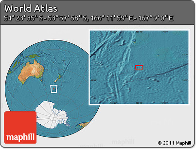 Satellite Location Map of the Area around 54° 10' 47" S, 166° 40' 30" E