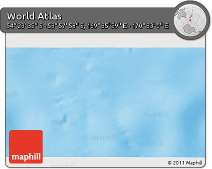 Physical 3D Map of the Area around 54° 10' 47" S, 170° 4' 29" E