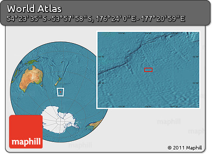 Satellite Location Map of the Area around 54° 10' 47" S, 176° 52' 30" E