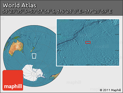 Satellite Location Map of the Area around 54° 10' 47" S, 176° 52' 30" E