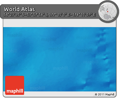 Physical 3D Map of the Area around 54° 10' 47" S, 177° 43' 29" E