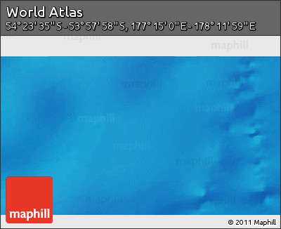 Physical 3D Map of the Area around 54° 10' 47" S, 177° 43' 29" E