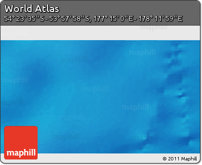 Physical 3D Map of the Area around 54° 10' 47" S, 177° 43' 29" E