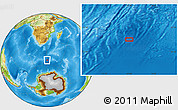 Physical Location Map of the area around 54° 10' 47" S, 30° 40' 29" E