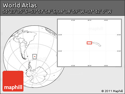 Blank Location Map of the Area around 54° 10' 47" S, 38° 10' 29" W
