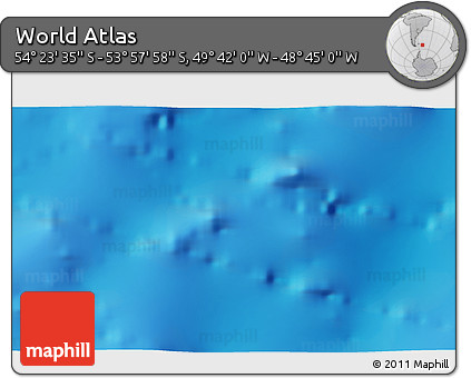 Physical 3D Map of the Area around 54° 10' 47" S, 49° 13' 30" W