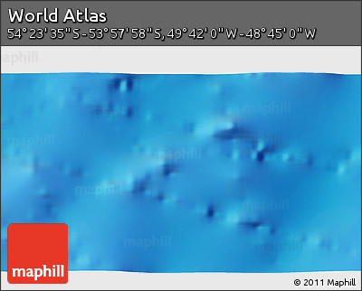 Physical 3D Map of the Area around 54° 10' 47" S, 49° 13' 30" W