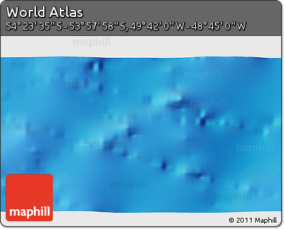 Physical 3D Map of the Area around 54° 10' 47" S, 49° 13' 30" W