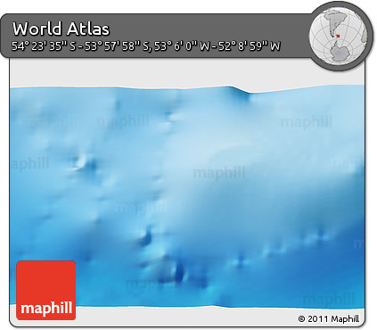 Physical 3D Map of the Area around 54° 10' 47" S, 52° 37' 30" W