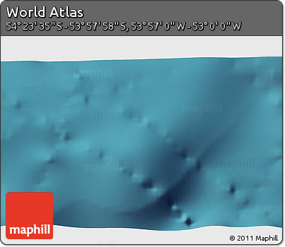 Satellite 3D Map of the Area around 54° 10' 47" S, 53° 28' 30" W