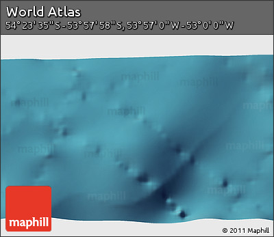 Satellite 3D Map of the Area around 54° 10' 47" S, 53° 28' 30" W