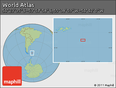 Savanna Style Location Map of the Area around 54° 10' 47" S, 55° 10' 29" W