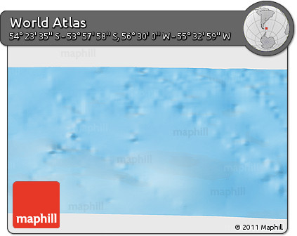 Physical 3D Map of the Area around 54° 10' 47" S, 56° 1' 29" W