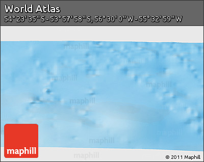 Physical 3D Map of the Area around 54° 10' 47" S, 56° 1' 29" W
