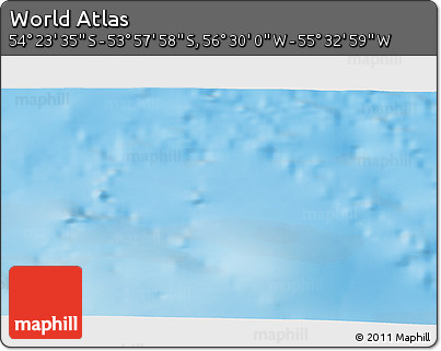 Physical 3D Map of the Area around 54° 10' 47" S, 56° 1' 29" W
