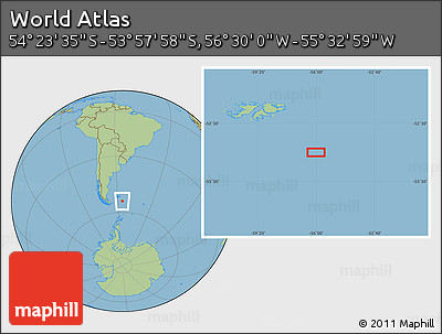 Savanna Style Location Map of the Area around 54° 10' 47" S, 56° 1' 29" W