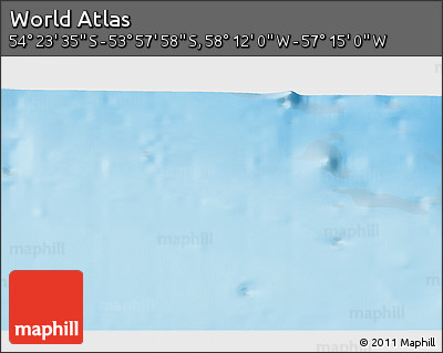Physical 3D Map of the Area around 54° 10' 47" S, 57° 43' 30" W