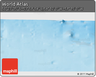 Physical 3D Map of the Area around 54° 10' 47" S, 57° 43' 30" W