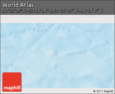 Physical 3D Map of the Area around 54° 10' 47" S, 59° 25' 29" W