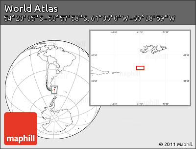 Blank Location Map of the Area around 54° 10' 47" S, 61° 7' 30" W