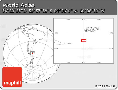 Blank Location Map of the Area around 54° 10' 47" S, 61° 7' 30" W