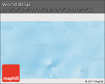 Physical 3D Map of the Area around 54° 10' 47" S, 61° 58' 30" W