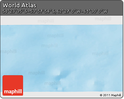 Physical 3D Map of the Area around 54° 10' 47" S, 61° 58' 30" W