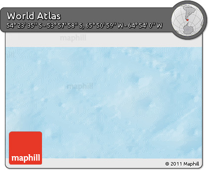 Physical 3D Map of the Area around 54° 10' 47" S, 65° 22' 30" W