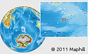 Physical Location Map of the area around 54° 10' 47" S, 71° 28' 29" E