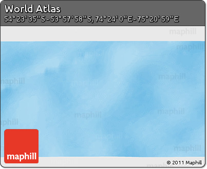 Physical 3D Map of the Area around 54° 10' 47" S, 74° 52' 30" E