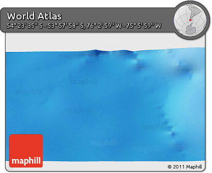 Physical 3D Map of the Area around 54° 10' 47" S, 75° 34' 29" W