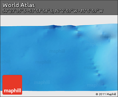 Physical 3D Map of the Area around 54° 10' 47" S, 75° 34' 29" W