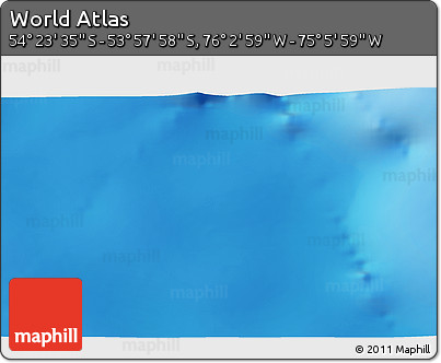 Physical 3D Map of the Area around 54° 10' 47" S, 75° 34' 29" W
