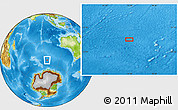 Physical Location Map of the area around 54° 10' 47" S, 95° 16' 30" E
