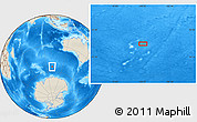 Shaded Relief Location Map of the area around 54° 33' 39" S, 100° 22' 30" E