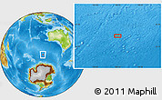 Physical Location Map of the area around 54° 33' 39" S, 106° 19' 29" E