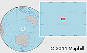 Gray Location Map of the area around 54° 33' 39" S, 107° 10' 30" E