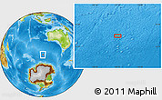 Physical Location Map of the area around 54° 33' 39" S, 107° 10' 30" E