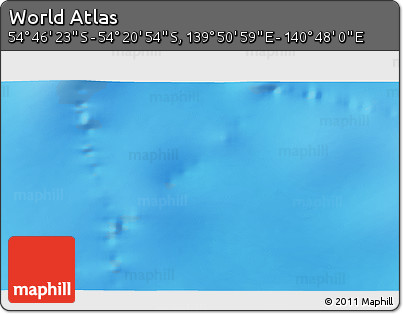 Physical 3D Map of the Area around 54° 33' 39" S, 140° 19' 29" E