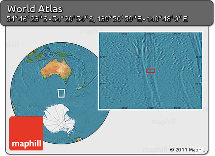 Satellite Location Map of the Area around 54° 33' 39" S, 140° 19' 29" E