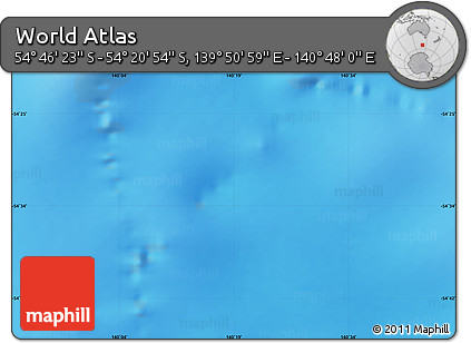 Physical Map of the Area around 54° 33' 39" S, 140° 19' 29" E