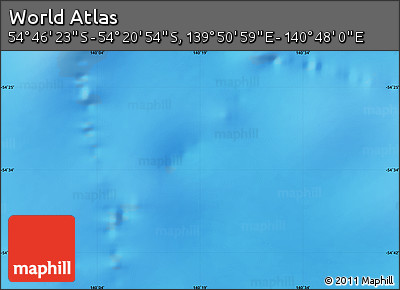 Physical Map of the Area around 54° 33' 39" S, 140° 19' 29" E