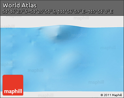 Physical 3D Map of the Area around 54° 33' 39" S, 145° 25' 30" E