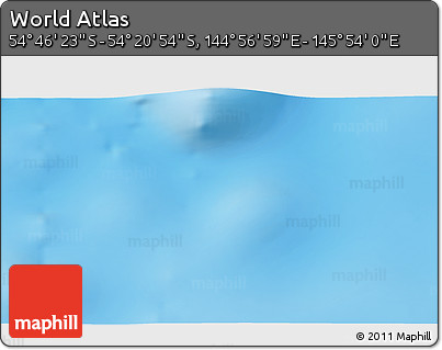 Physical 3D Map of the Area around 54° 33' 39" S, 145° 25' 30" E
