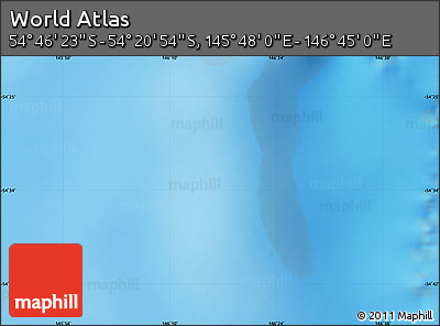 Physical Map of the Area around 54° 33' 39" S, 146° 16' 30" E