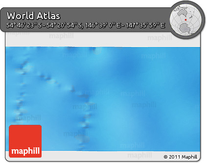 Physical 3D Map of the Area around 54° 33' 39" S, 147° 7' 30" E