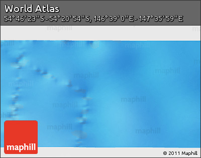 Physical 3D Map of the Area around 54° 33' 39" S, 147° 7' 30" E