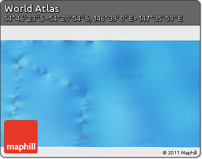 Physical 3D Map of the Area around 54° 33' 39" S, 147° 7' 30" E
